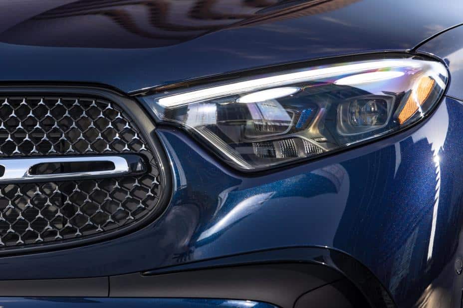 Mercedes Benz GLC 300 SUV closeup view of headlight