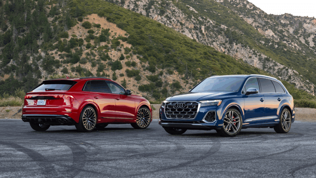 2025 red and blue Audi Q3 compact SUVs