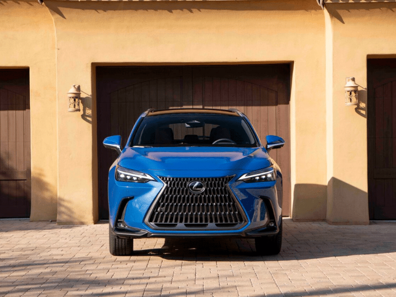2026 Lexus NX 350h in front of a garage